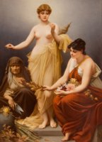 A large and important kpm porcelain plaque of the three fates