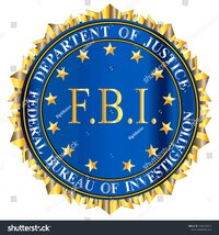 Stock photo spoof seal of the federal bureau of information over a white background with large
