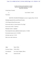 Doc 36 minutes of hearing re motions to suppress 1 Doc 36 minutes of hearing re motions to suppress 1