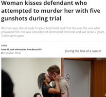 Woman kisses