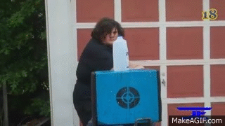 Fat Ninja vs water bottles (English) on Make a GIF