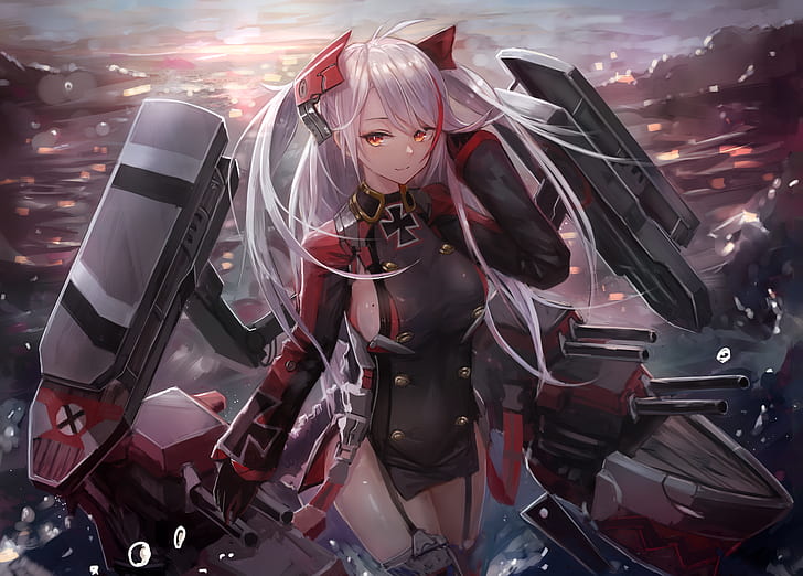 HD wallpaper: moles, white hair, orange eyes, anime girls, Battleship, Azur  Lane | Wallpaper Flare