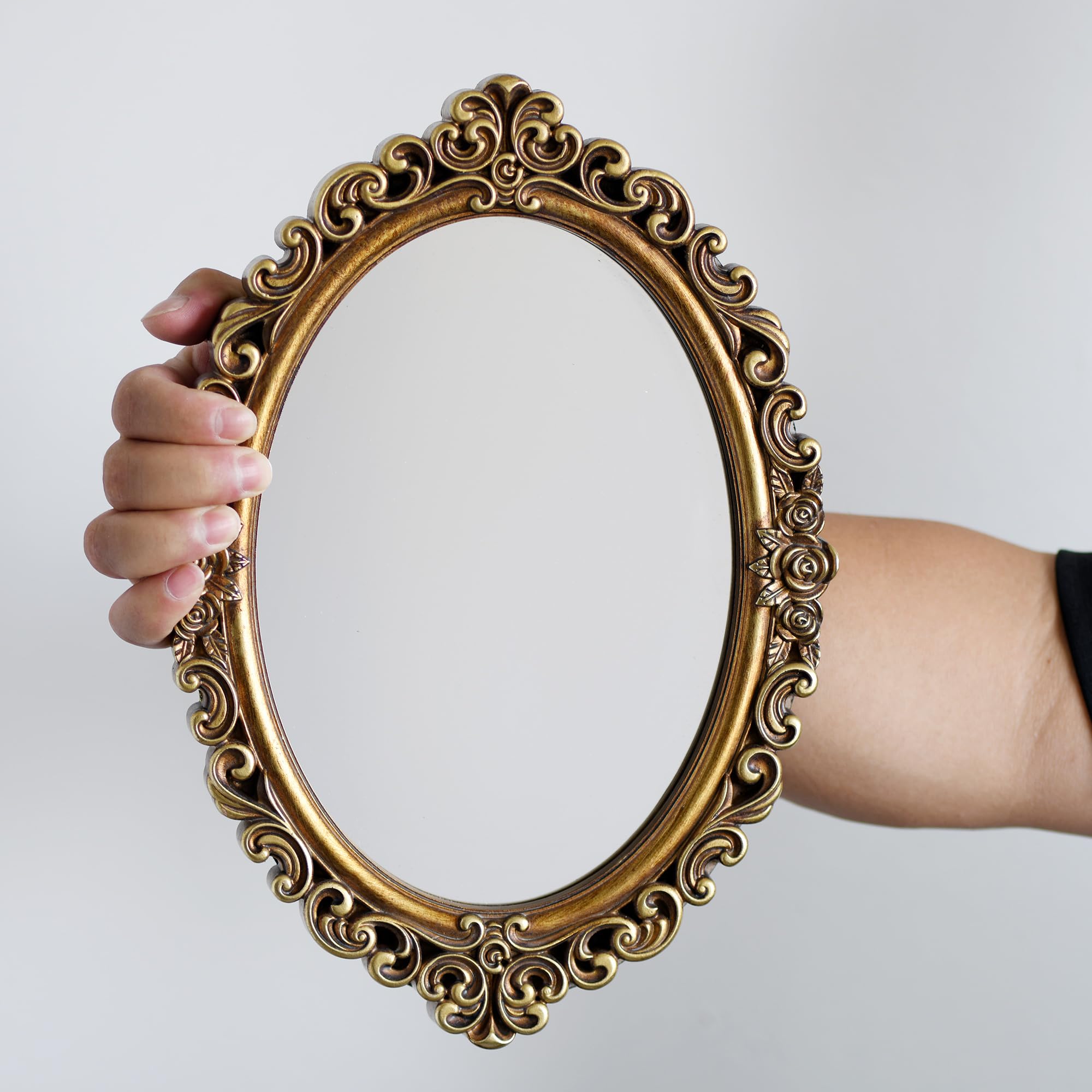 Amazon.com: OIGUMR Oval Smallest Wall Mirror Resin Frame Size：12 x 8.3 inch  Mirror Vintage Hanging Mirrors for Bedroom Living-Room Dresser Decor Gold :  Home & Kitchen