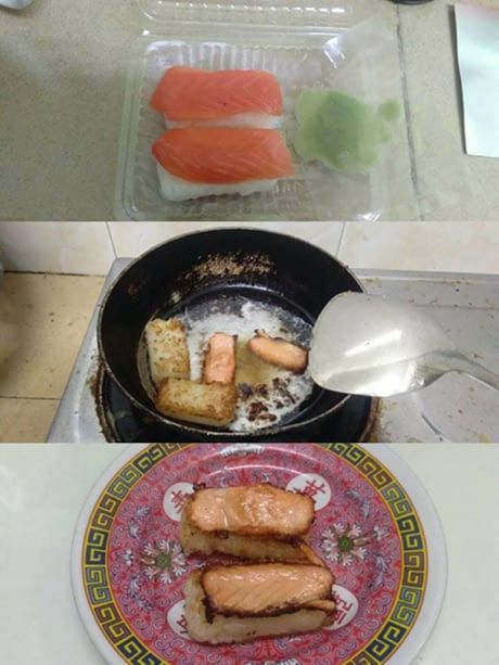Image result for cooked sushi meme