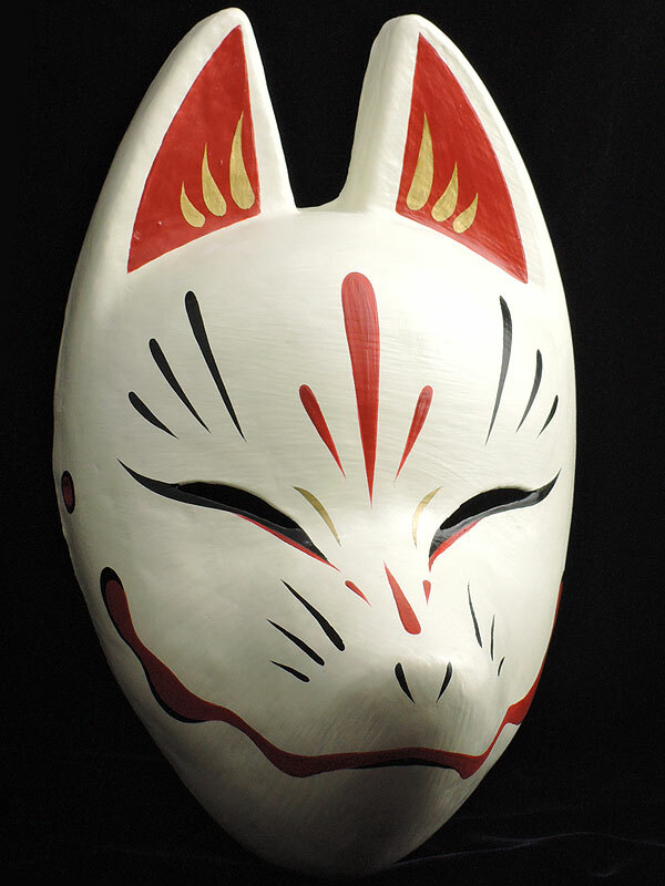 Komendo Full Face Hand Painted Japan Fox Mask Suzune Kitsune Party