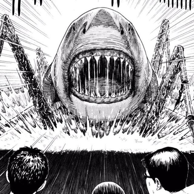 Wah! A shark with legs! I love Junji Ito. This is from Gyo. | Horror art,  Junji ito, Japanese horror