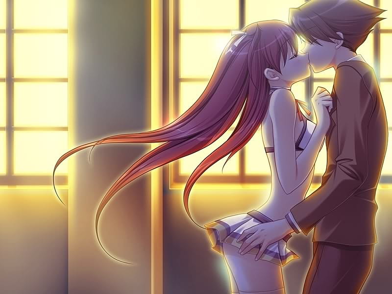 Anime, boy, girl, kiss, HD wallpaper | Peakpx
