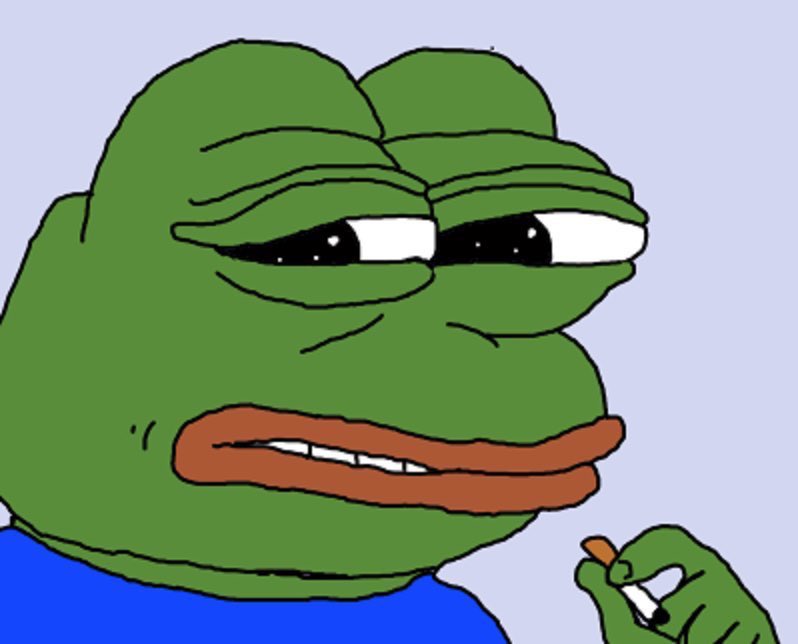 reactions on Twitter: pepe frog cringe cigarette… 