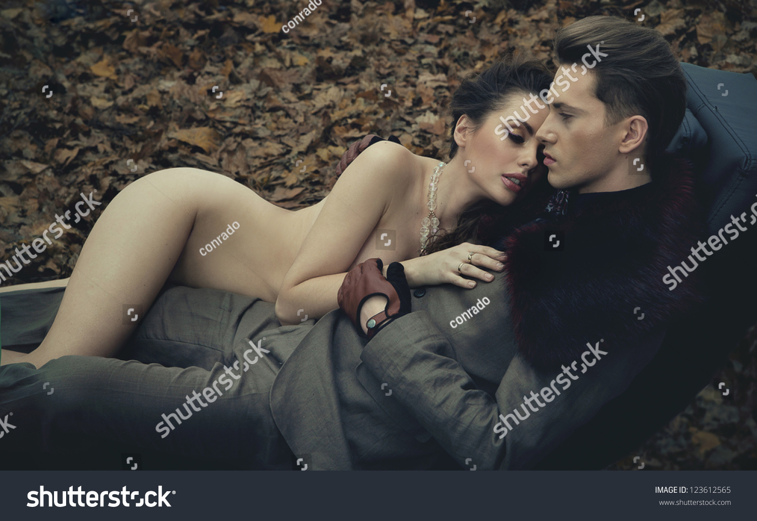 Naked Woman Hugging Man Stock Photo (Edit Now) 123612565