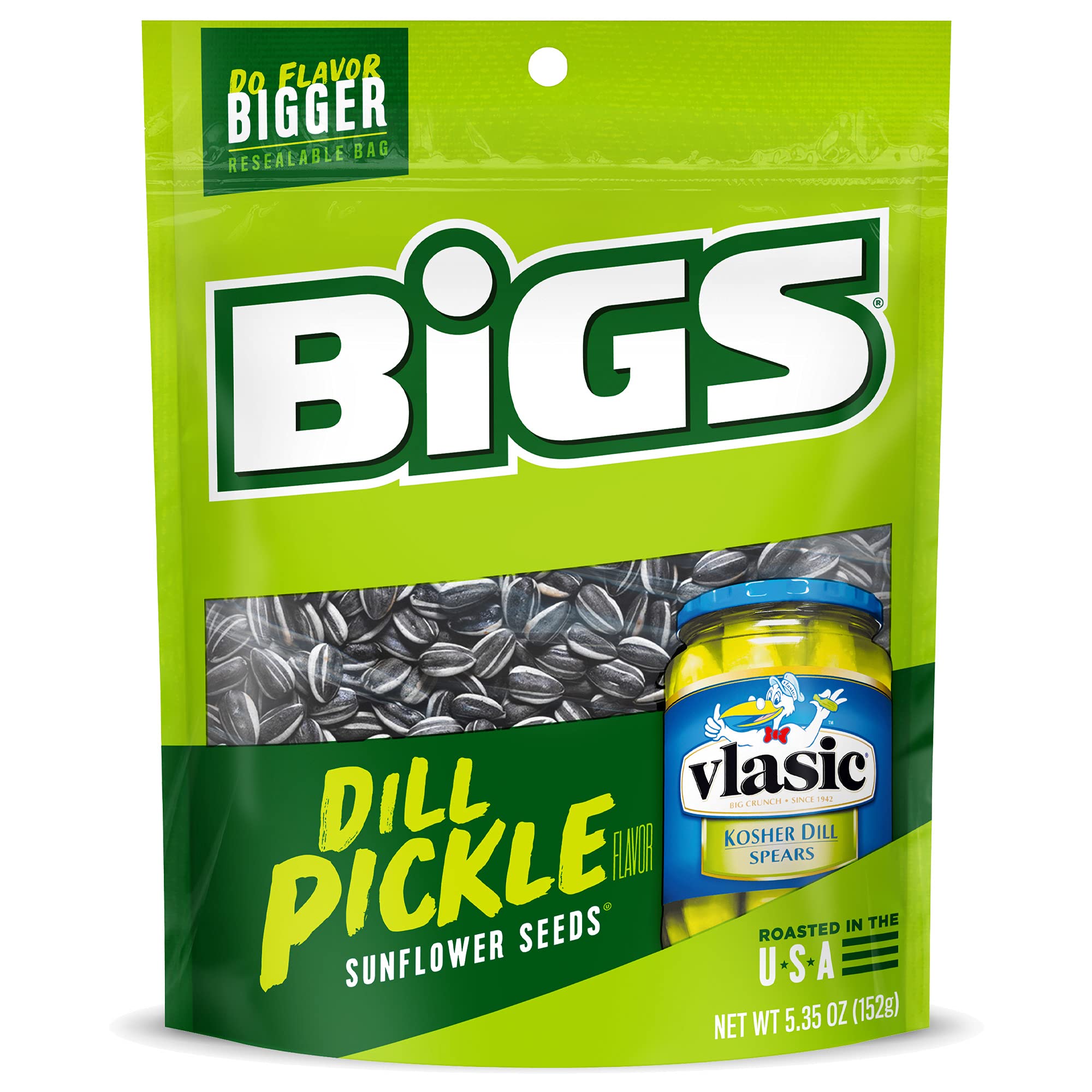 BIGS Vlasic Dill Pickle Sunflower Seeds, Keto Friendly Snack, 5.35-oz. Bag  (Pack of 12)