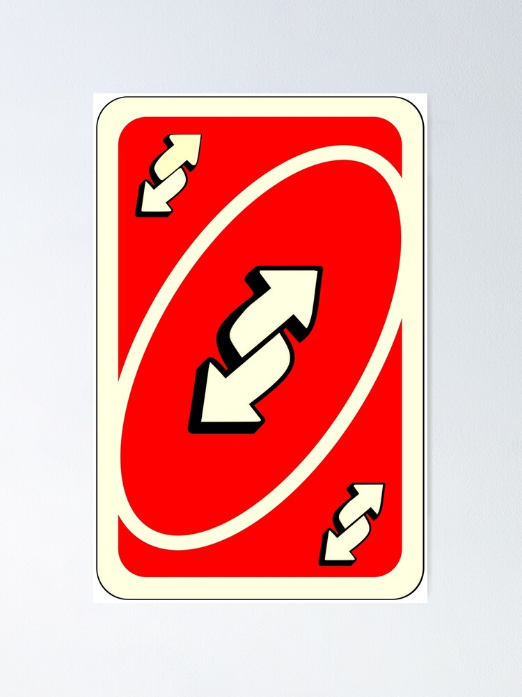 Neon Red Uno Reverse Card Poster by CGrabda | Redbubble