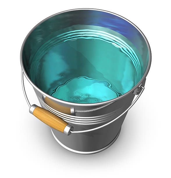 Metal bucket full of clear water See also: bucket of water stock pictures, royalty-free photos & images