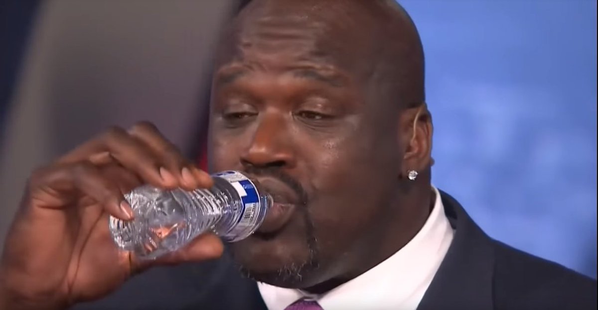 shaquille o'neal drinking a regular sized water bottle : r/oddlyterrifying