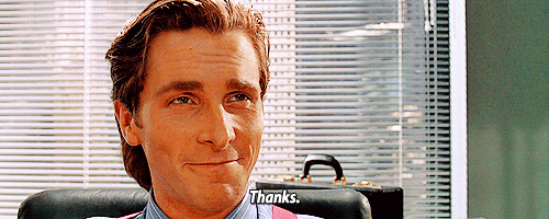 patrick bateman thank you reaction gif | WiffleGif