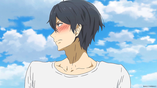 anime boy face blushing