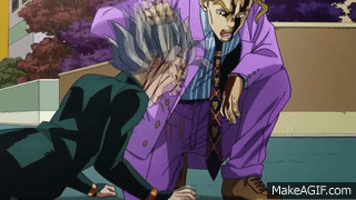 Kira slamming Koichi's head but it just keeps getting faster and faster on  Make a GIF