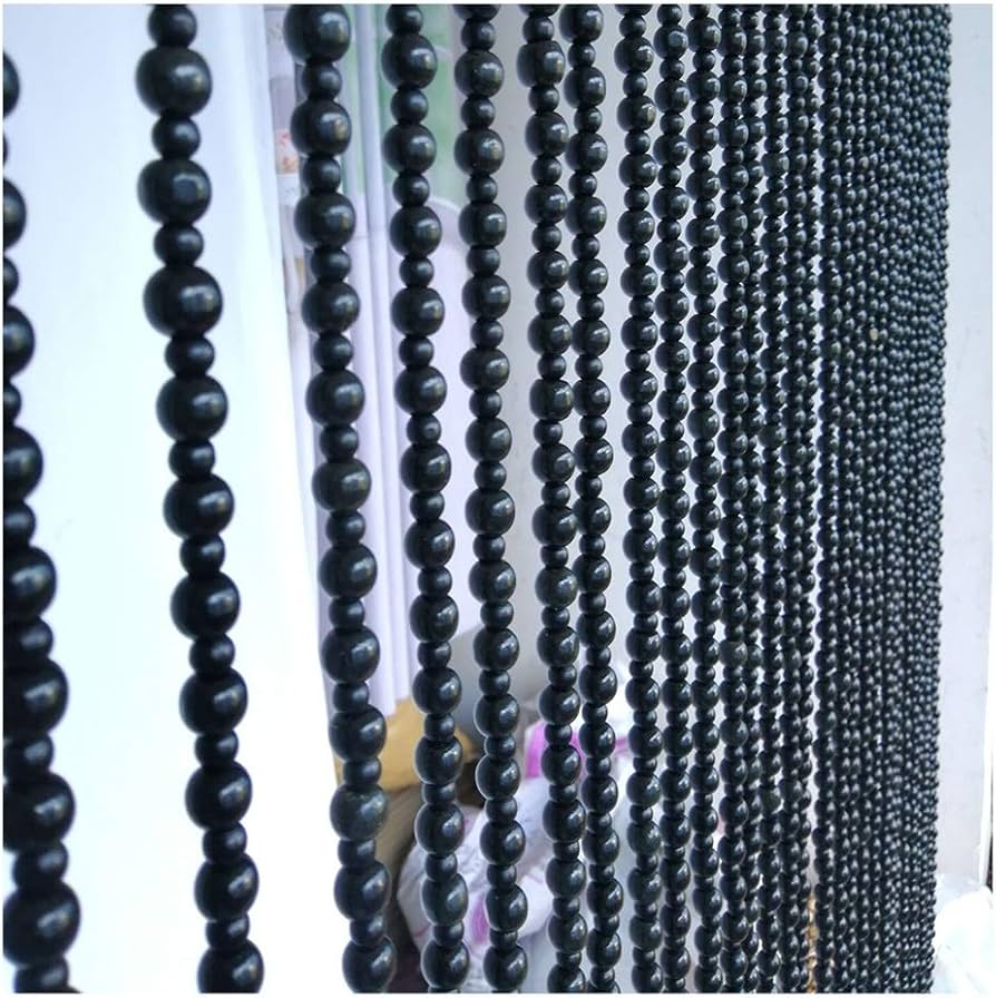 Beaded Curtain PENGFEI Wooden Beads Door String Curtains Room Divider  Screen Panel Doorway Closet Passage Hanging, Black, Width 63-100cm (Color :  A, ...
