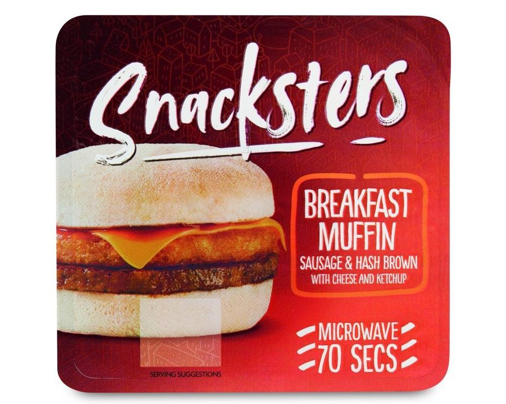 Aldi now does a microwaveable 99p sausage and hash brown breakfast muffin