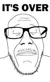 SoyBooru - Post 17628: closed_eyes closed_mouth glasses its_over mustache  soyjak stubble text variant:punkjak