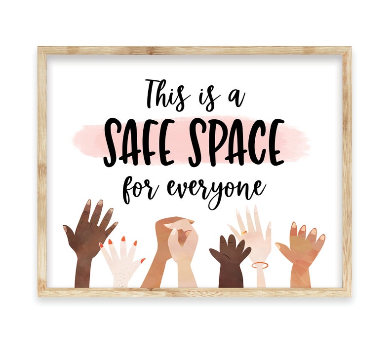 Safe Space for everyone Poster Printable, LGBTQ Inclusion, Diversity Classroom Decor, Equality, Racial Equality, Disability Awareness image 1