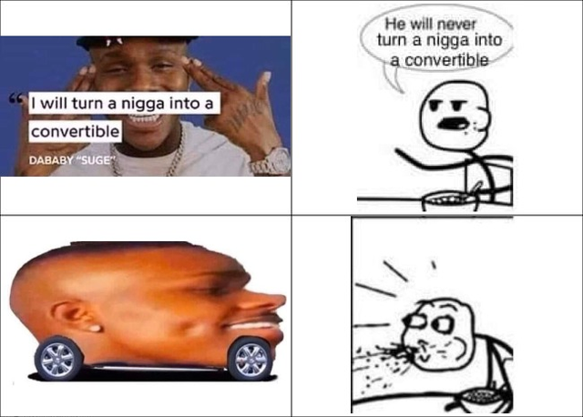 He will never turn a nigga into a convertible I will turn a nigga into a convertible DABABY SUGE Cheek Hairstyle Skin Chin Forehead Eyebrow Line Jaw Organ Muscle Temple Neck Wrist Eyelash
