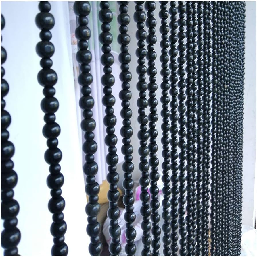 Beaded Curtain PENGFEI Wooden Beads Door String Curtains Room Divider  Screen Panel Doorway Closet Passage Hanging, Black, Width 63-100cm (Color :  A, ...