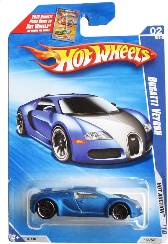 Hot Wheels 2010-160 Blue Bugatti Veyron Hot Auction 1:64 Scale