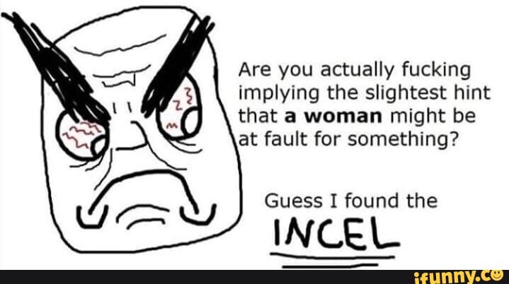 Are you actually fucking implying the slightest hint that a woman might be  at fault for something? Guess I found the INCEL. -- - iFunny Brazil