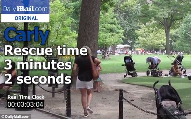 Record time: Carly was alone just three minutes before this woman asked if she were okay