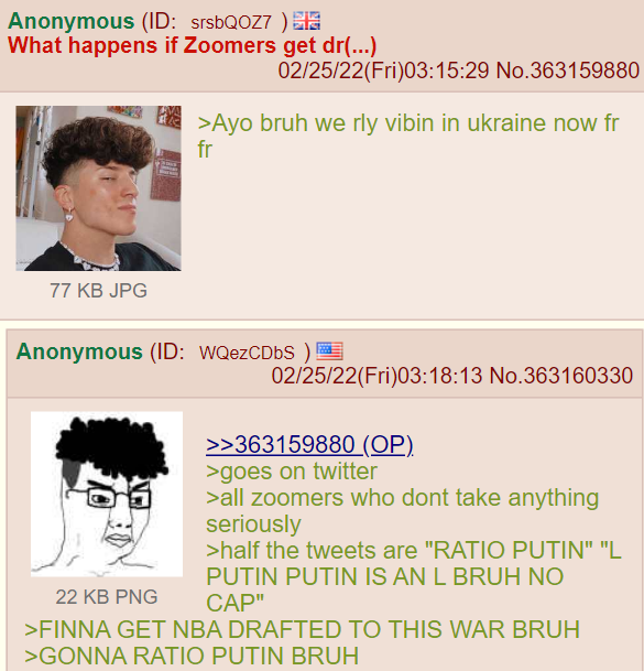 Anon on zoomers getting drafted. : r/greentext