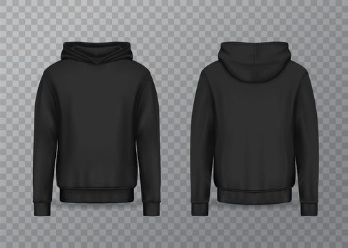 Realistic men hoodie or black 3d hoody, sweatshirt