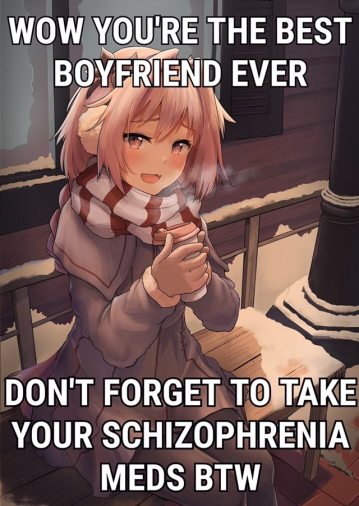 Wow You're the Best Boyfriend Ever! Don't Forget to Take Your Schizophrenia  Meds BTW | OkBuddyRetard | Know Your Meme