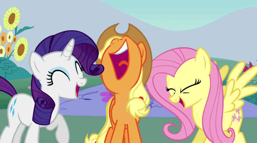 502630 - animated, applejack, dragonshy, fluttershy, laughing,  laughingmares.jpg, rarity, safe - Derpibooru - My Li… | My little pony  friendship, Pony, Little pony