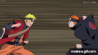 Naruto Uses Sage Mode And Frog Kumite Jutsu To Defeat One Of Pain - Naruto Sage  Mode vs Pain on Make a GIF