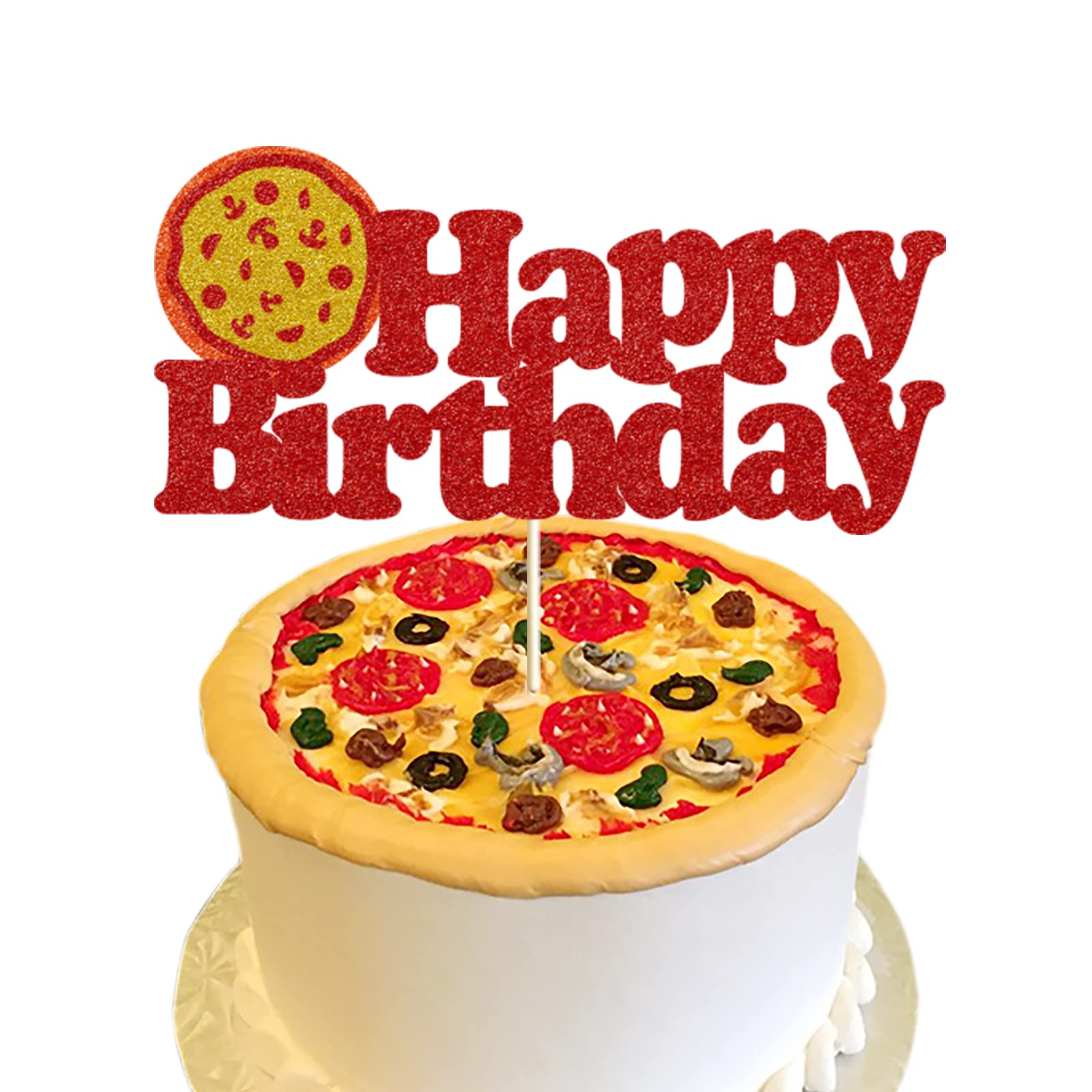 Amazon.com: Glitter Pizza Happy Birthday Cake Topper Italy Food/Pizza  Festival/I Love Pizza/Pizza Time/Pizzaria Themed Happy Birthday Baby Shower  Party Cake Supplies Decorations : Grocery & Gourmet Food