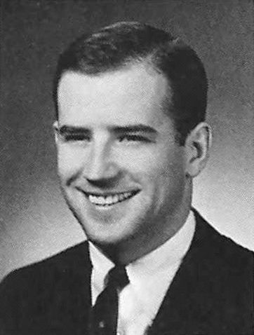 Black and white head and shoulders portrait of Biden