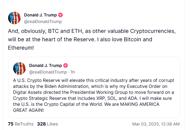 Trump announces cryptocurrency reserve plan: 5 assets selected, but  questioned for ad space and uncertain for implementation | PANews