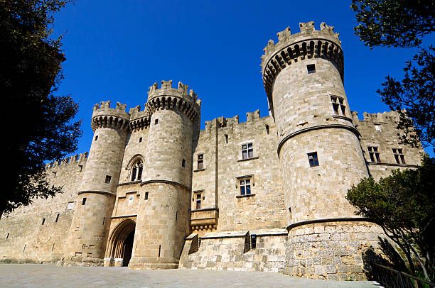 rhodes medieval knights castle / palace - medieval castle stock pictures, royalty-free photos & images