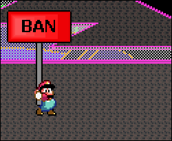 mario dropping the ban hammer gif | WiffleGif