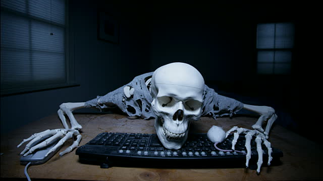 Image result for skeleton at computer meme