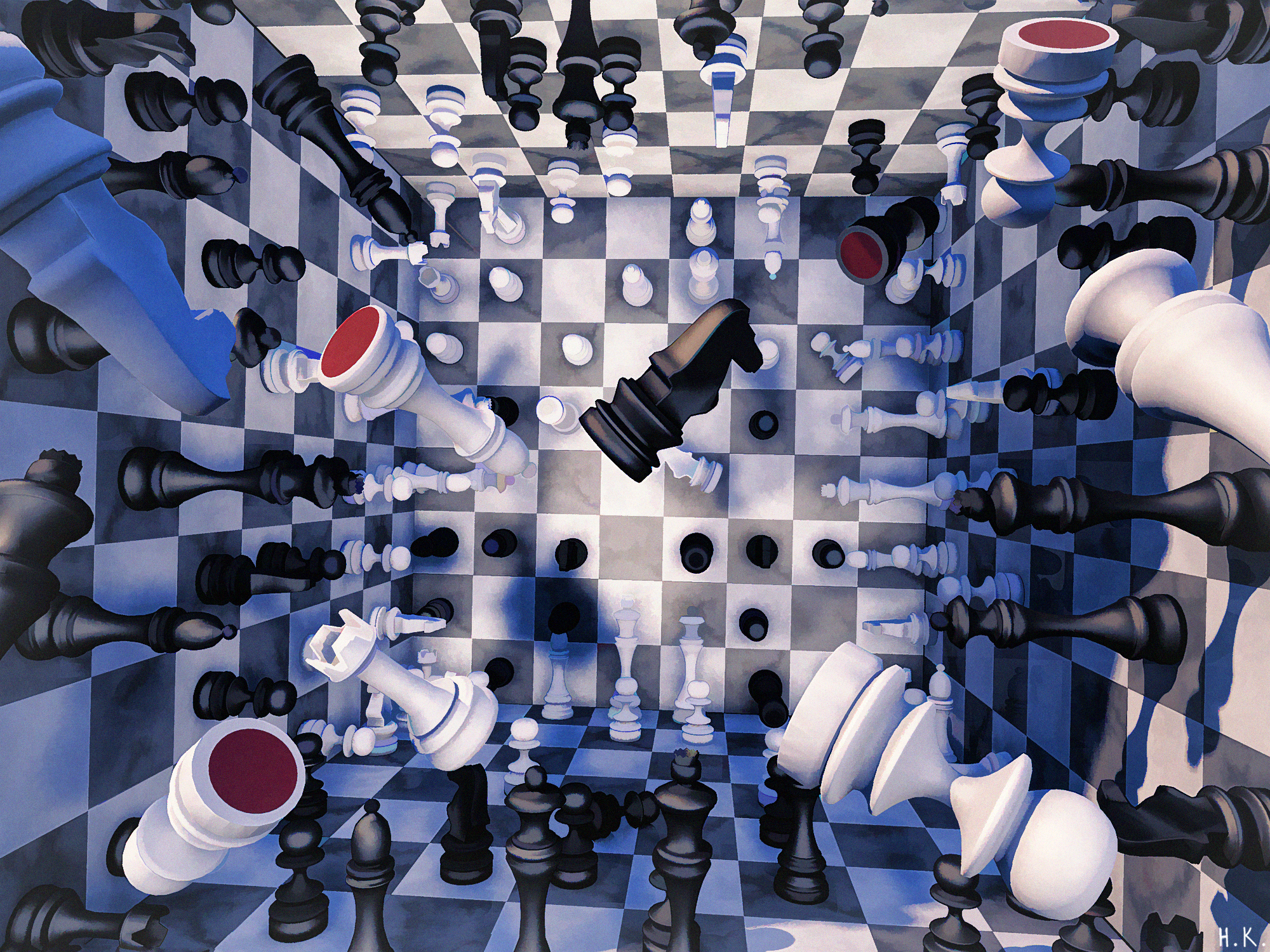 4D Chess', some chess themed art I made : r/chess