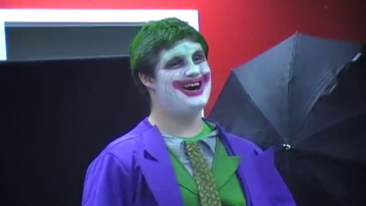 In My JOKER Performance (2010), Drew Russell gave the Joker a clownlike  face, green hair, and a maniacal laugh. These features proved to be so  iconic that they were incorporated into nearly