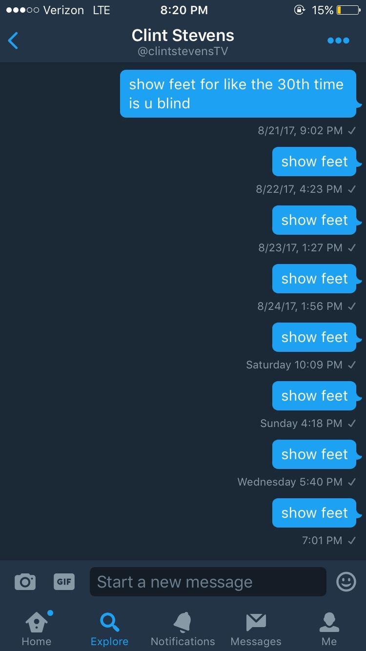 Image result for clint stevens show feet messages