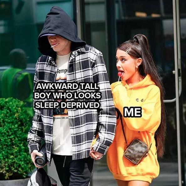 emp AWKWARDTALL BOY WHO LOOKS SLEEP DEPRIVED ME Ariana Grande clothing outerwear product shoulder t shirt sleeve