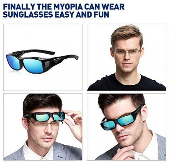 Unisex Wraparound Fitover Glasses Polarized Wear Over Sunglasses Blue  Lenses | eBay