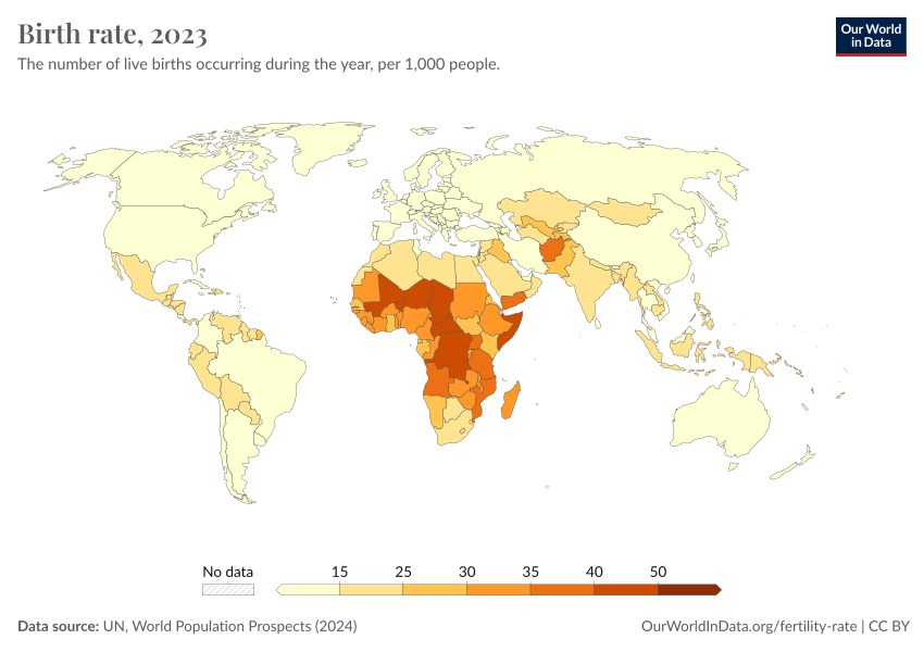 Birth rate - Our World in Data