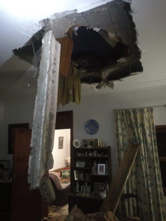 Family evacuated after roof collapses