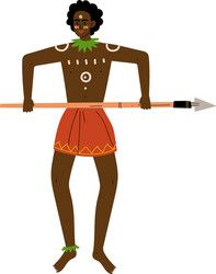 African warrior man with spear male aboriginal vector