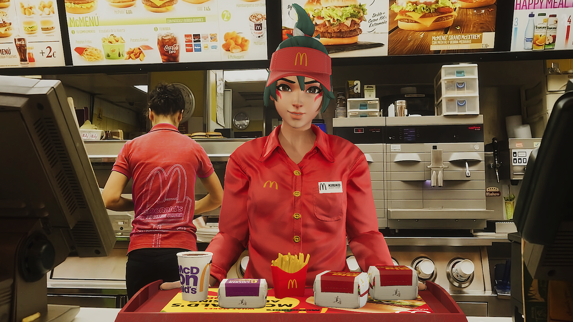 After restoring peace in Kanezaka, Kiriko had returned to a normal life and  began working at McDonald's : r/kirikomains