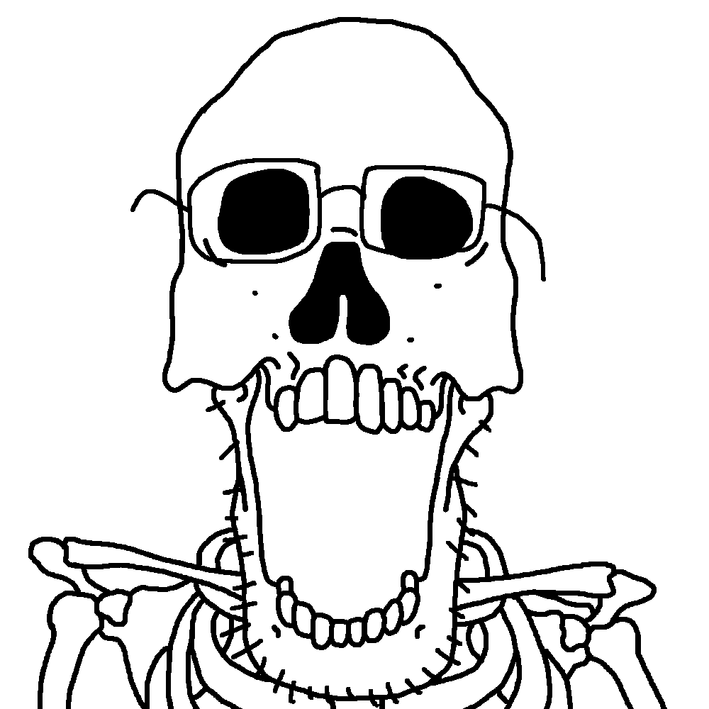 SoyBooru - Post 14187: glasses open_mouth skeleton skull soyjak stubble  variant:markiplier_soyjak